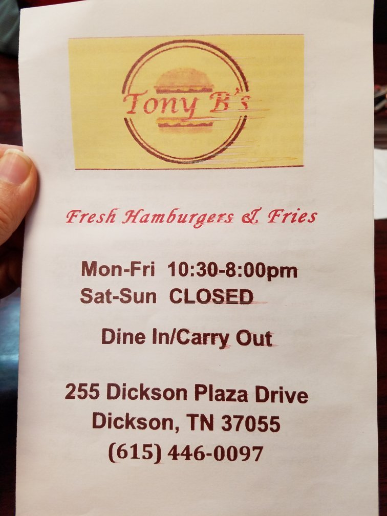 Tony B`s Fresh Hamburgers  and Fries